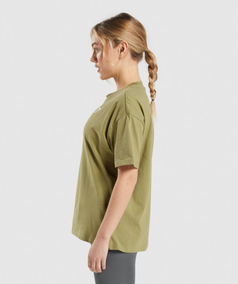 Women's Gymshark Training Oversized T-Shirts Olive | NZ 4XMQIB